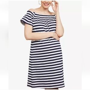 Motherhood Maternity Dress Navy White Stripe Size Large Nautical